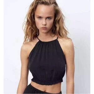 Zara Black Halter Women's Top